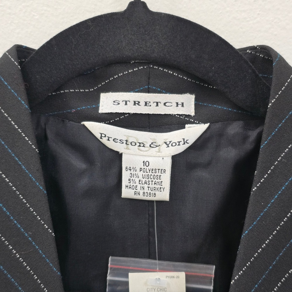 Preston & York Womens Black Pinstripe Stretch Blazer Jacket Size 10 NEW Office - Picture 4 of 5